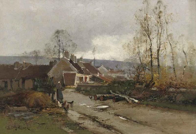 Eugene Galien-Laloue Feeding the chickens France oil painting art